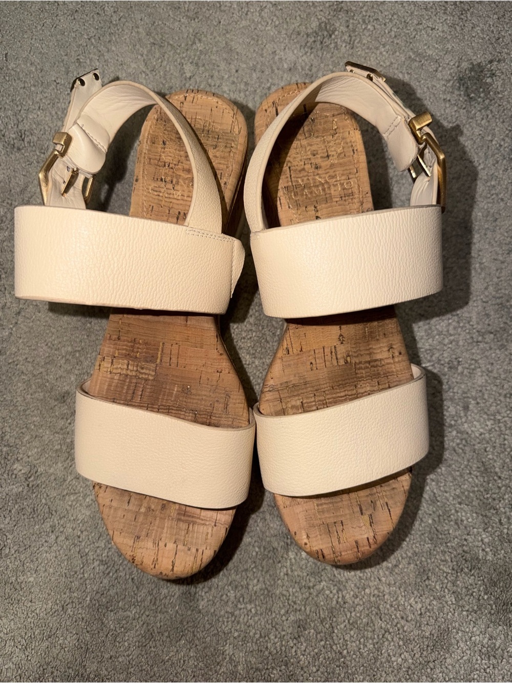 Vince Camuto Ivory Double-Band Cork Sandals